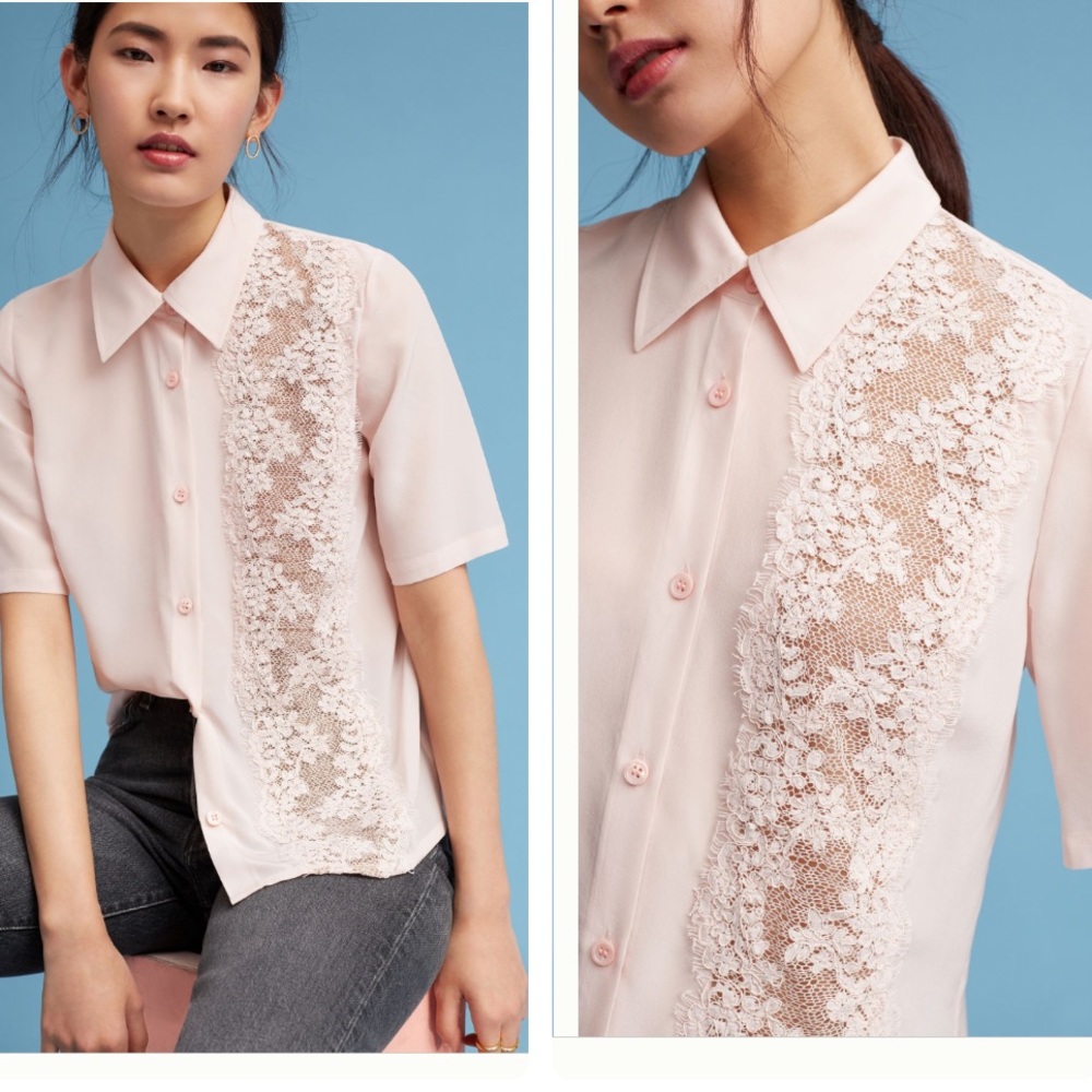 NWT Anthropologie floral lace panel blouse
